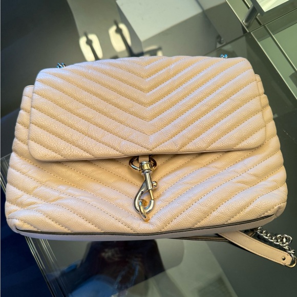 Cream Rebecca Minkoff Edie Flap Shoulder Bag with Chevron Stitching - Picture 11 of 16